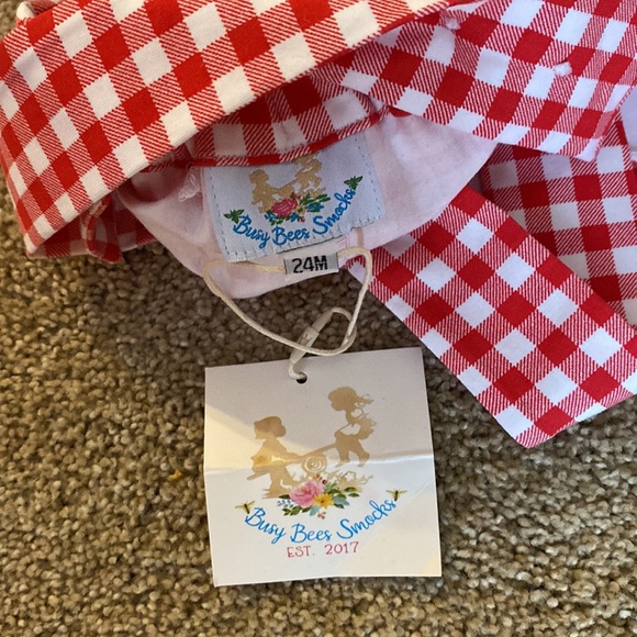 NWT Busy Bee Smocks Boy Santa Overalls 24m - Picture 5 of 6